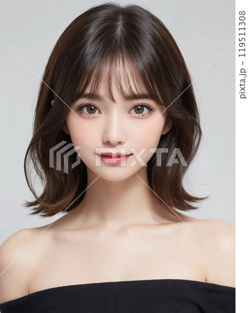 優しく微笑むショートヘアの女性 優しく微笑むショートヘアの女性 119511308