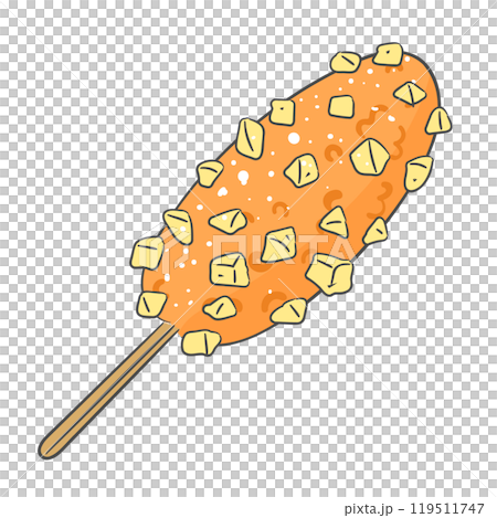 A drawing of a hot dog with a potato A drawing of a hot dog with a potato 119511747