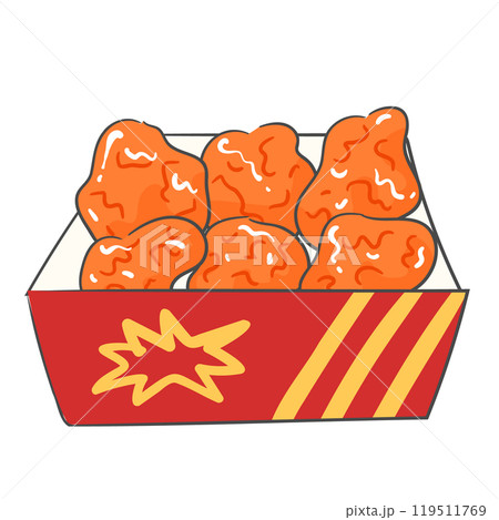 A drawing of Chicken Gangjeong in a box A drawing of Chicken Gangjeong in a box 119511769