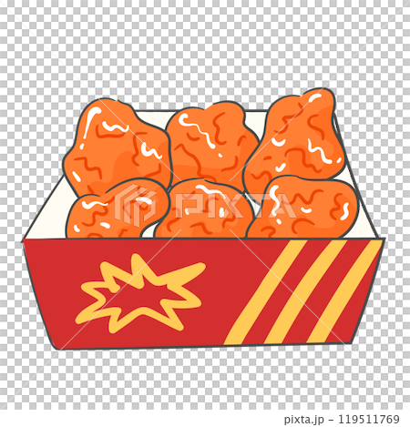 A drawing of Chicken Gangjeong in a box A drawing of Chicken Gangjeong in a box 119511769