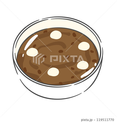A drawing of red bean porridge with rice cakes 119511770