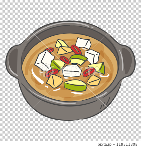 A drawing of soybean paste stew in an earthenware pot 119511808