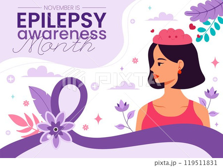 National Epilepsy Awareness Month Vector Illustration is Observed Every Year in November with Brain and Mental Health in a Flat Style Background National Epilepsy Awareness Month Vector Illustration is Observed Every Year in November with Brain and Mental Health in a Flat Style Background 119511831