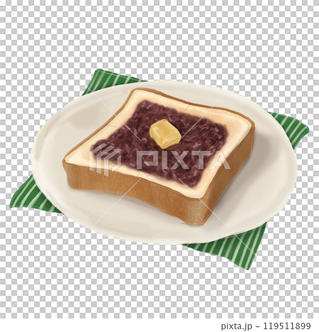 Illustration of bean paste and butter toast 119511899