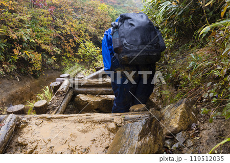 登山をする男の子 登山をする男の子 119512035