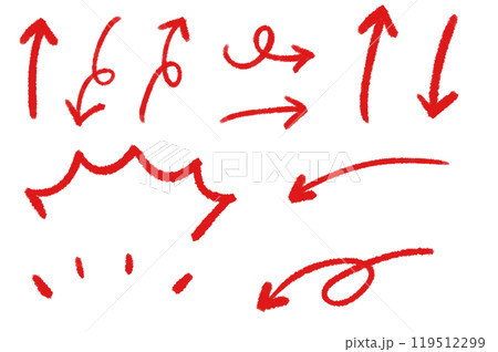 シンプルな手書きびっくり！注目！矢印セット 119512299