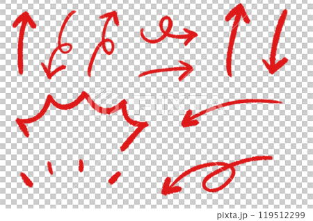 シンプルな手書きびっくり！注目！矢印セット 119512299