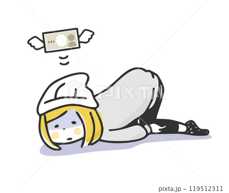 貧困女子のイラスト 119512311
