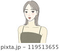 おしゃれなシアータートルネックファッションとミディアムヘアの20〜30代女性 119513655