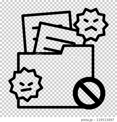 不審なフォルダは開かないようにしているアイコン。 不審なフォルダは開かないようにしているアイコン。 119513897