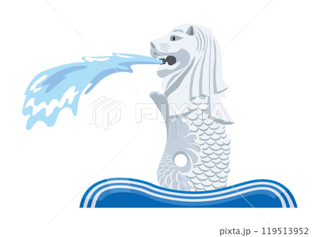 シンガポールのマーライオンのイラスト　観光名所　ベクターデータ 119513952