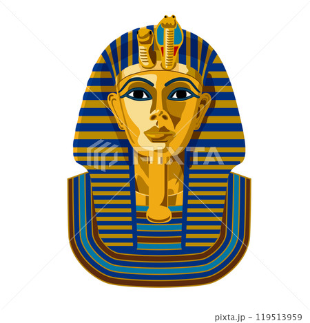 黄金のツタンカーメンのマスクのイラスト　白背景　ベクターデータ 119513959