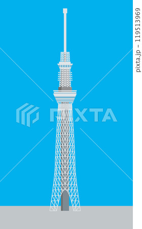 日本の東京スカイツリーのイラスト　観光名所　ベクターデータ 119513969