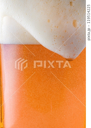 グラスに注いだ冷えた美味しいビール 119514225