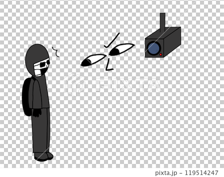 A suspicious person stops while being watched by a security camera 119514247
