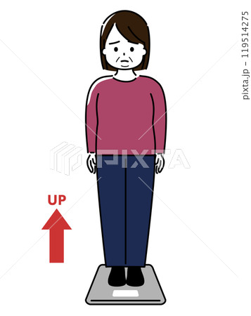 体重が増えて悩む中年女性 体重が増えて悩む中年女性 119514275