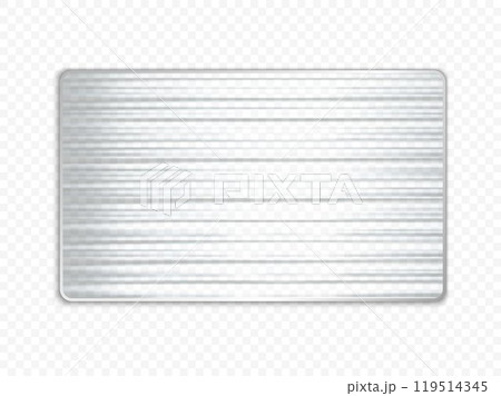 Corrugated glass rectangle shape, vector transparent overlay effect fluted horizontally lines wavy clear plastic texture 119514345
