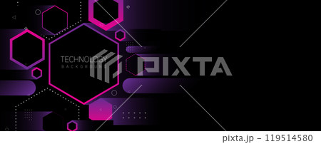 Purple hexagon style background for science and technology presentation 119514580