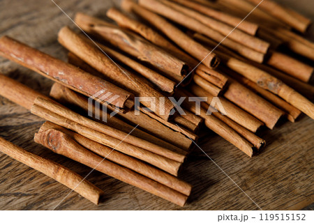 cinnamon sticks on wooden background cinnamon sticks on wooden background 119515152