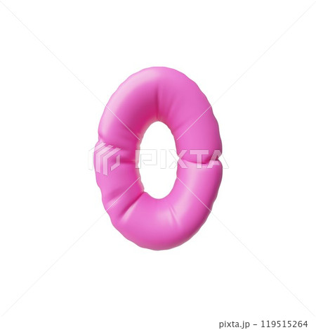 3d vector illustration of the number 0, pink, in an inflated balloon shape. 119515264