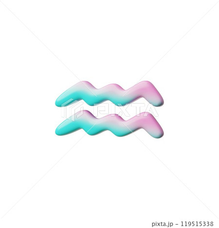 Aquarius zodiac sign 3D cartoon plastic vector icon, realistic glossy pink blue gradient horoscope astrological symbol 119515338