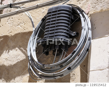 Many wires cables in Syracuse Siracuse Sicily Italy Many wires cables in Syracuse Siracuse Sicily Italy 119515412