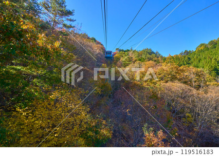 秋の山梨県甲府市の昇仙峡ロープウェイ山頂方面(パノラマ台駅) 119516183