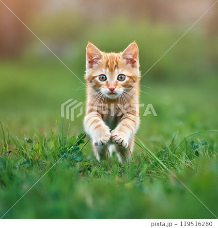 草原を走る小さく可愛い猫2 119516280