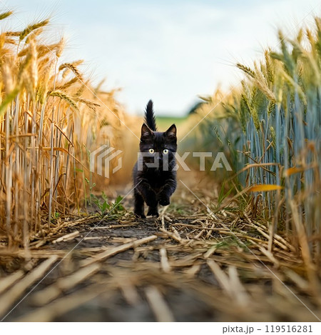 草原を走る小さく可愛い猫3 119516281