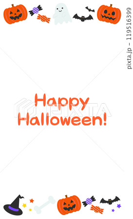 かわいいハロウィンの白フレーム背景ベクターイラスト素材【文字あり】【縦長】 119516399