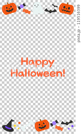 かわいいハロウィンの白フレーム背景ベクターイラスト素材【文字あり】【縦長】 119516399