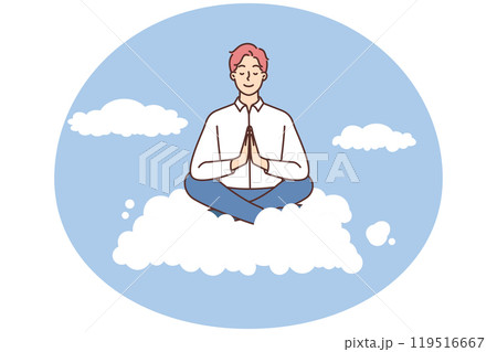 Calm businessman meditate on cloud 119516667