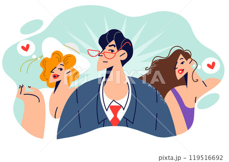 Love triangle between man and two beautiful women who want to become bride of ladies man Love triangle between man and two beautiful women who want to become bride of ladies man 119516692