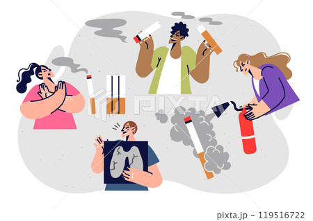 Fight against tobacco smoking and nicatine from people promoting healthy lifestyle 119516722