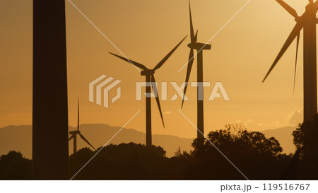 Geometrical Shapes Of The Windmill At Sunset  119516767