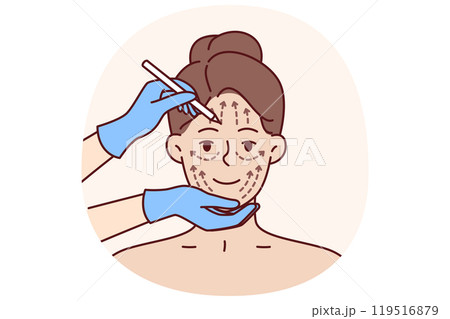 Cosmetic procedure for woman who wants to eliminate wrinkles or lifting problem areas 119516879