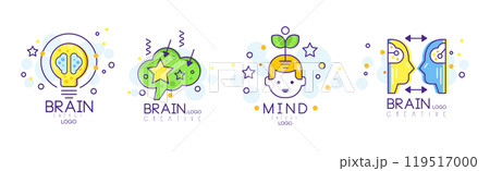Mind and Brain Energy Original Logo Design Vector Set Mind and Brain Energy Original Logo Design Vector Set 119517000