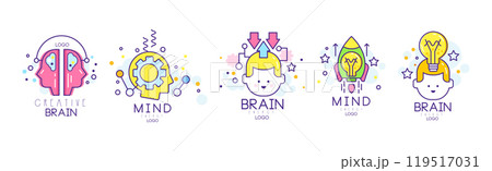 Mind and Brain Energy Original Logo Design Vector Set 119517031