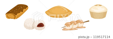 Hong Kong Sweet Street Food and Snack Vector Set 119517114