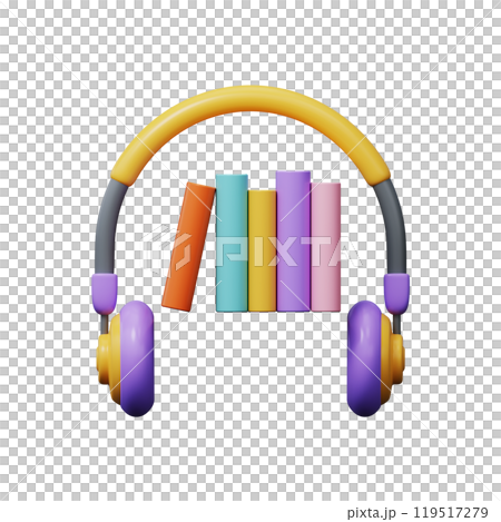 Audiobooks with headphones illustration. 119517279