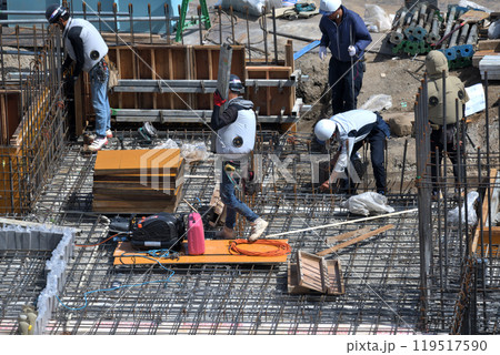 新築マンションの工事現場　建込み作業の型枠大工 119517590