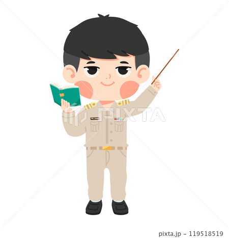 Thai teacher holding a book and pointing at something 119518519
