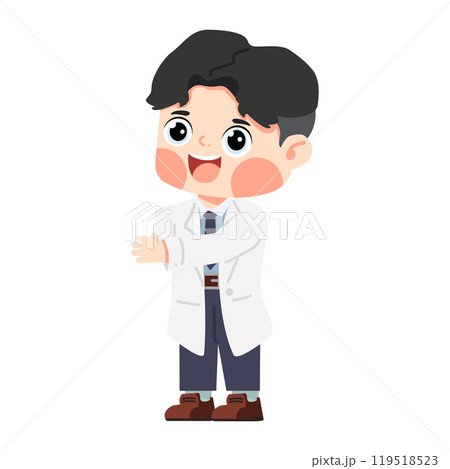 cartoon doctor pointing to something 119518523