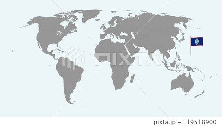 Pin map with Guam flag on world map. Vector illustration. Pin map with Guam flag on world map. Vector illustration. 119518900