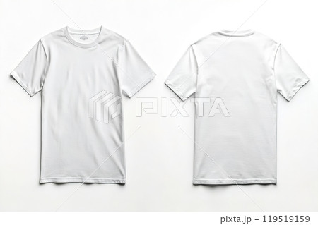 Plain white t-shirt showcased from front and back on a neutral background with even lighting for 119519159