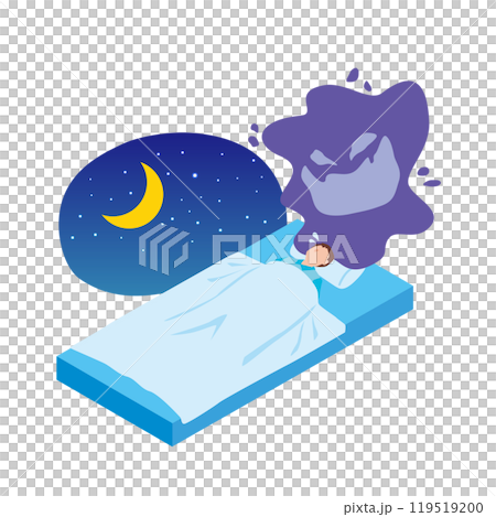 悪夢を見る就寝中の男性 119519200