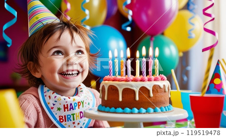 誕生日ケーキをもらう子ども 119519478
