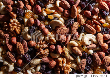 Mixed Nuts: Almonds, Walnuts, Cashews, Peanuts, Hazelnuts, Dried Prunes and Raisins Mixed Nuts: Almonds, Walnuts, Cashews, Peanuts, Hazelnuts, Dried Prunes and Raisins 119519661