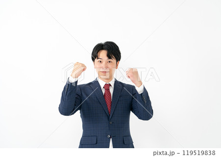ビジネスマン　20代男性　ガッツポーズ 119519838