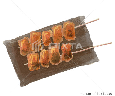 炭火焼き鳥(タレ•鶏もも)の手描きイラスト 119519930